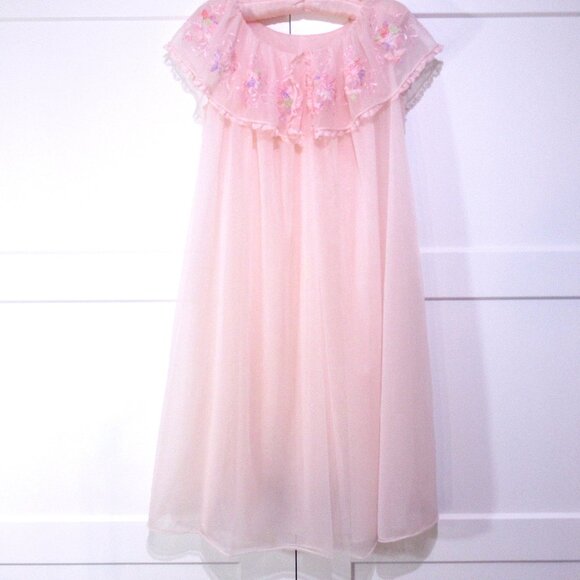 Vintage Lacy Laros Double Nylon Nightie M/L - Picture 2 of 9